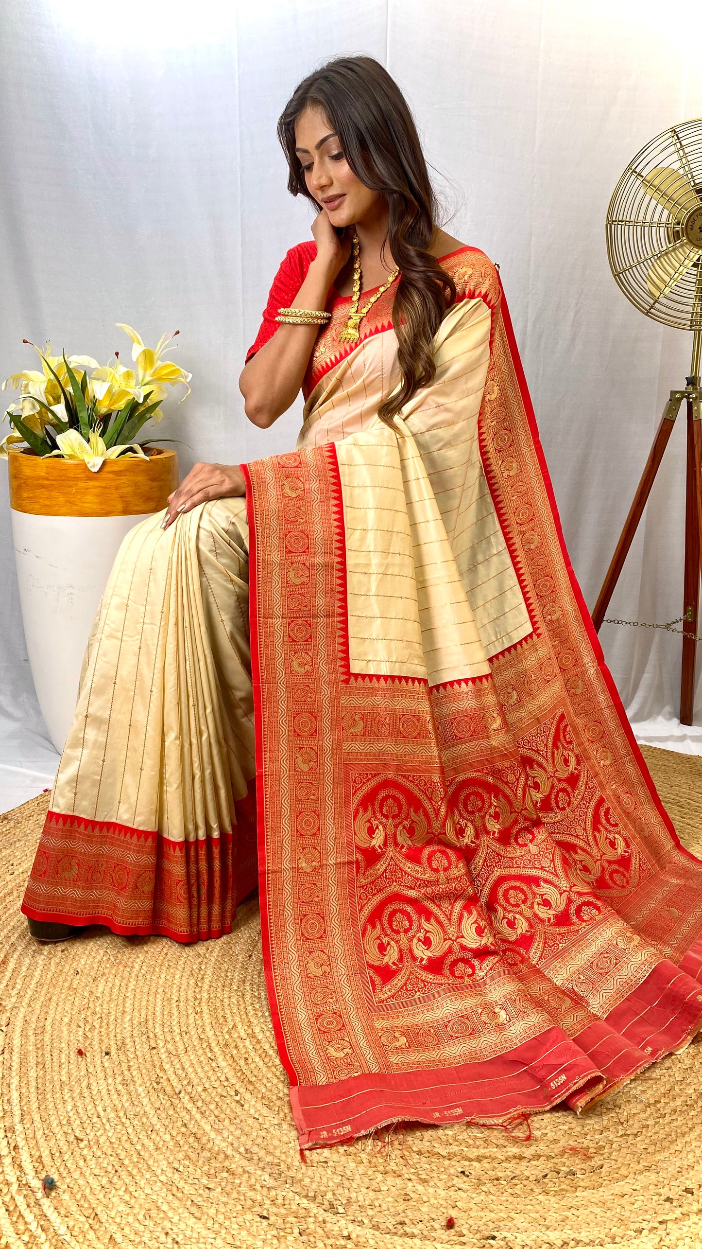 White Paithani silk saree