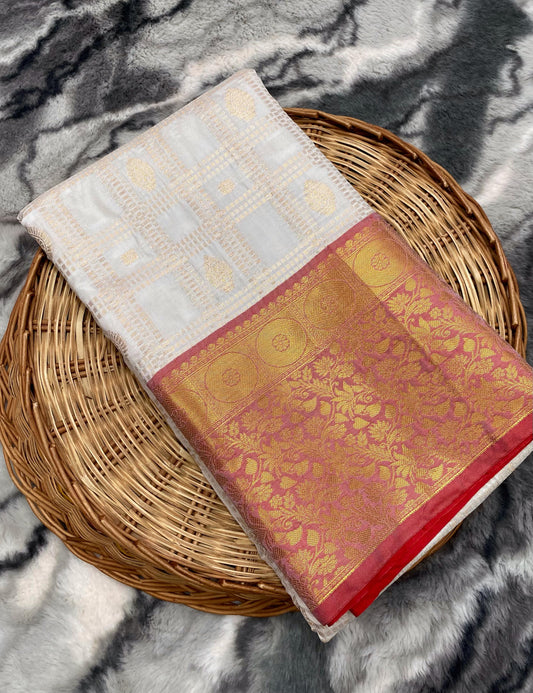 white Kanchipuram Silk Sarees