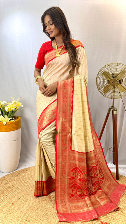 White Paithani silk saree