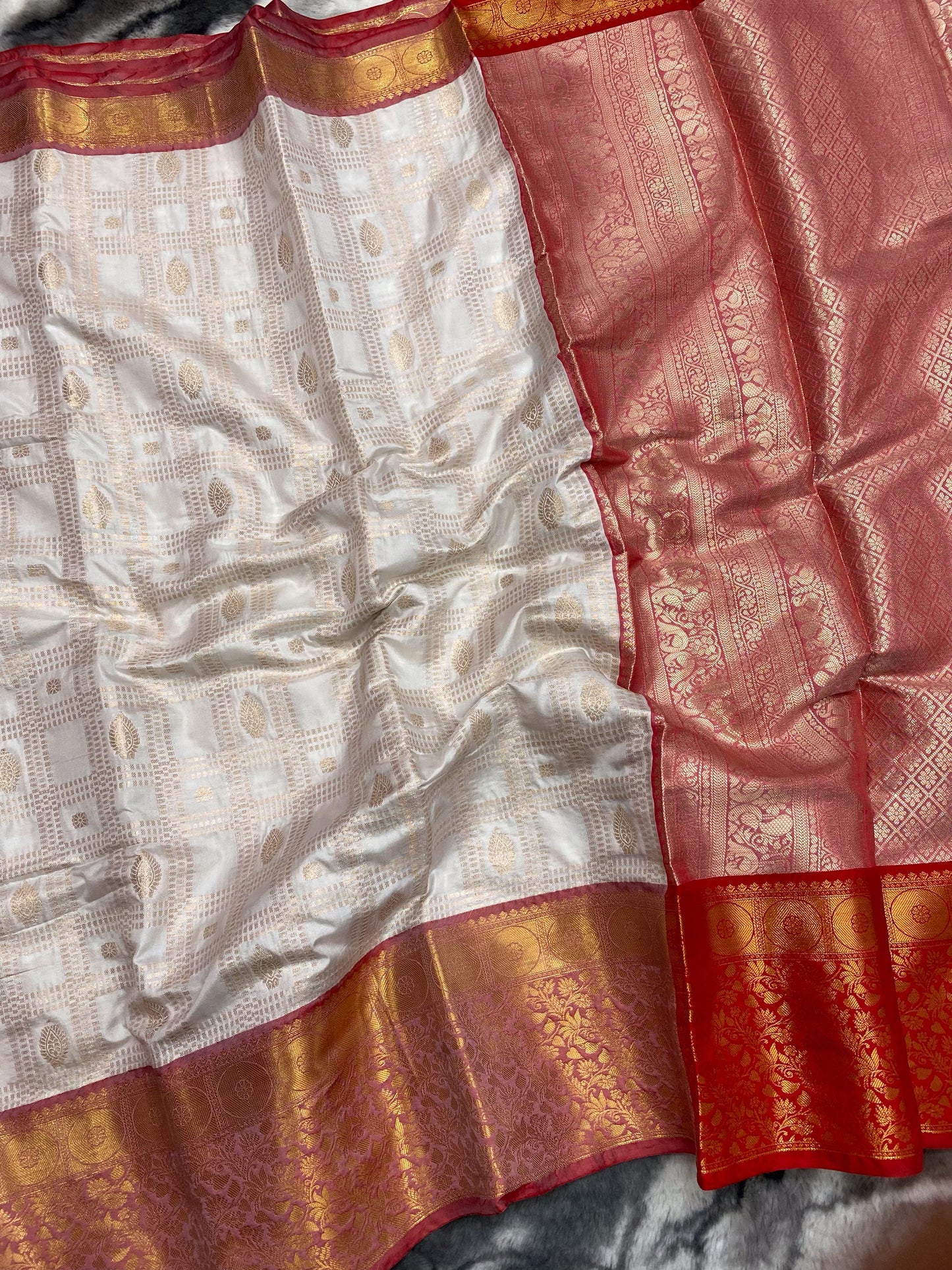 white Kanchipuram Silk Sarees