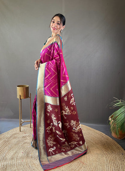 Wine Pure soft silk saree