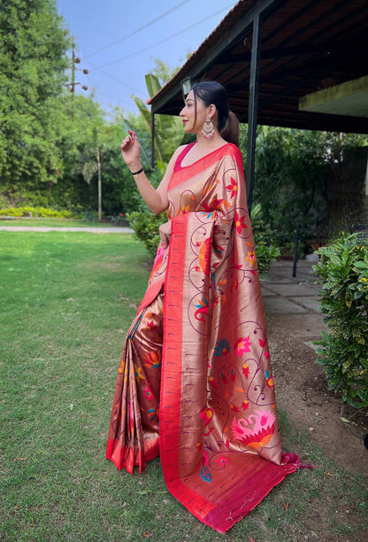 WINE PURE PAITHANI SAREE