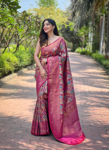 Wine Kanchipattu silk saree