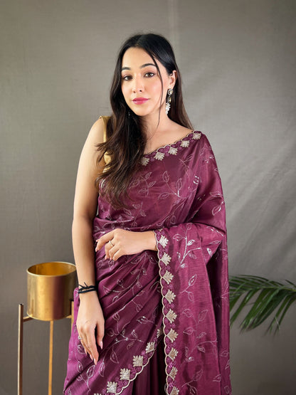 Wine Pure Ruhi Silk Saree