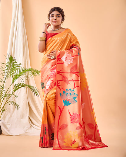 Yellow PURE PAITHANI SILK SAREE