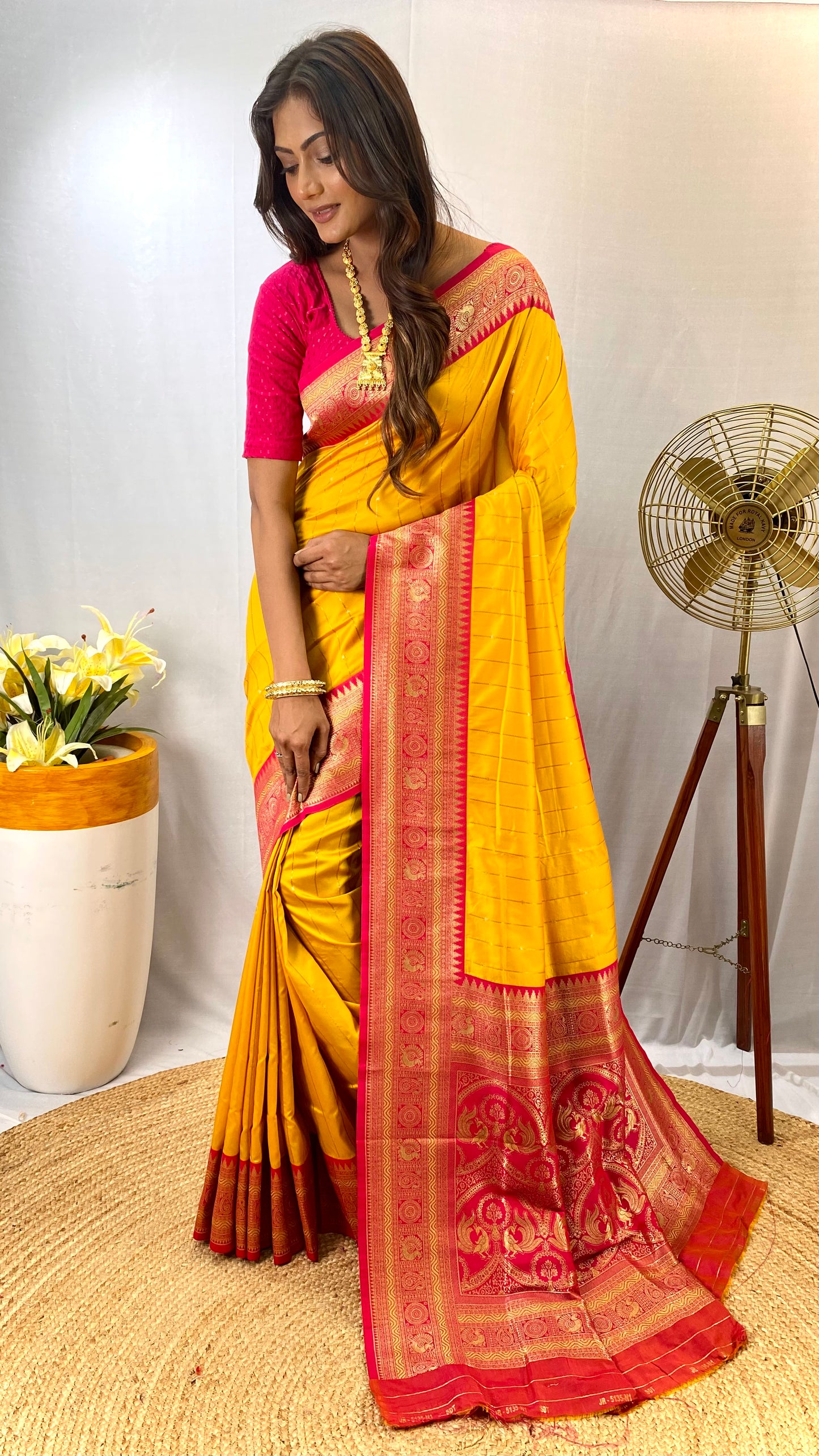 Yellow Paithani silk saree