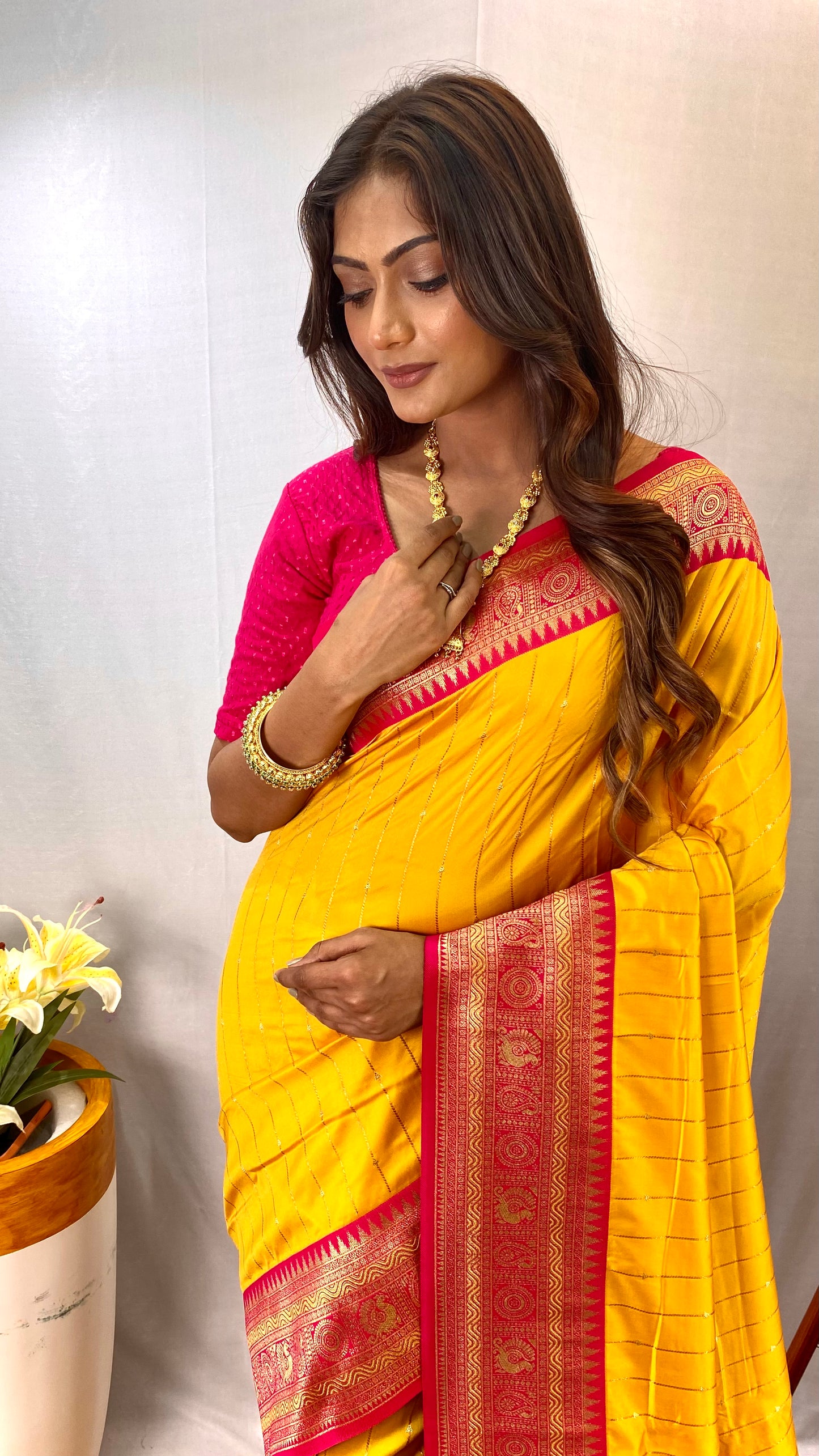 Yellow Paithani silk saree