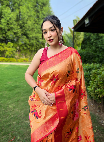 YELLOW PURE PAITHANI SAREE