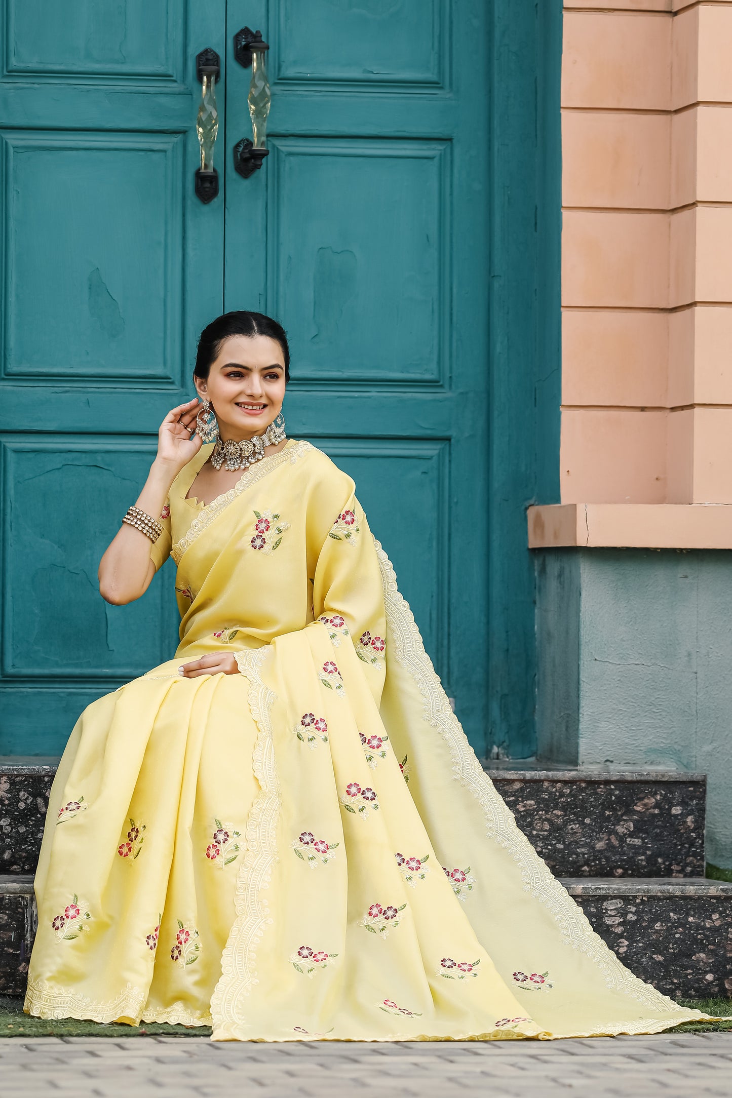 Yellow Tussar Cotton dobby sarees