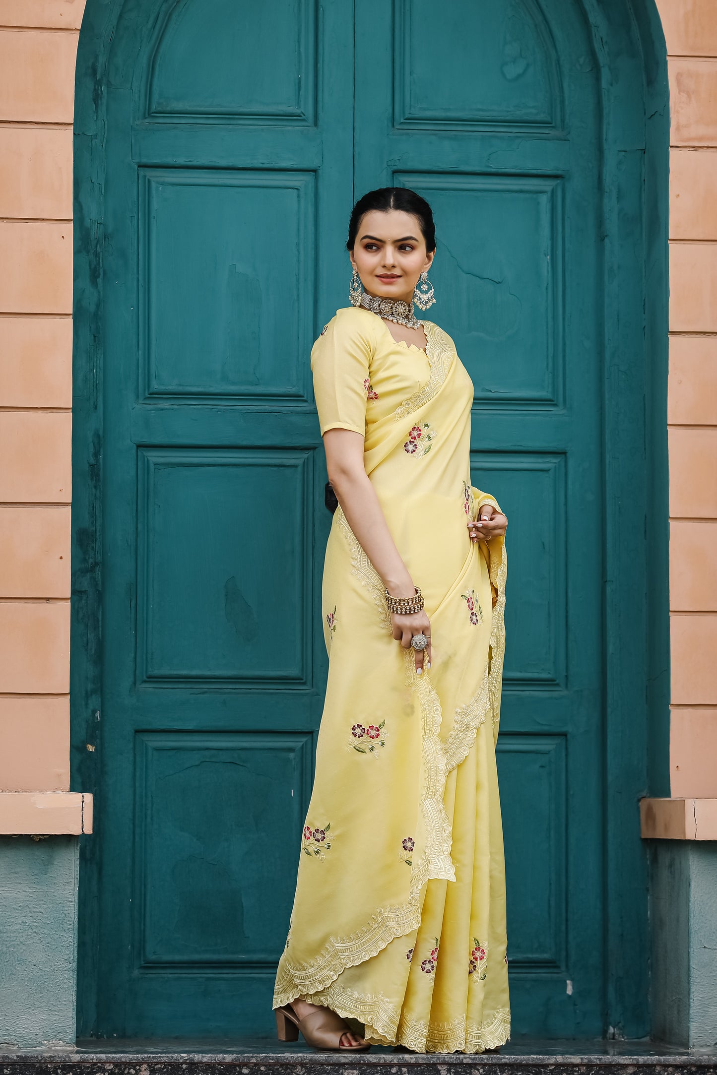 Yellow Tussar Cotton dobby sarees