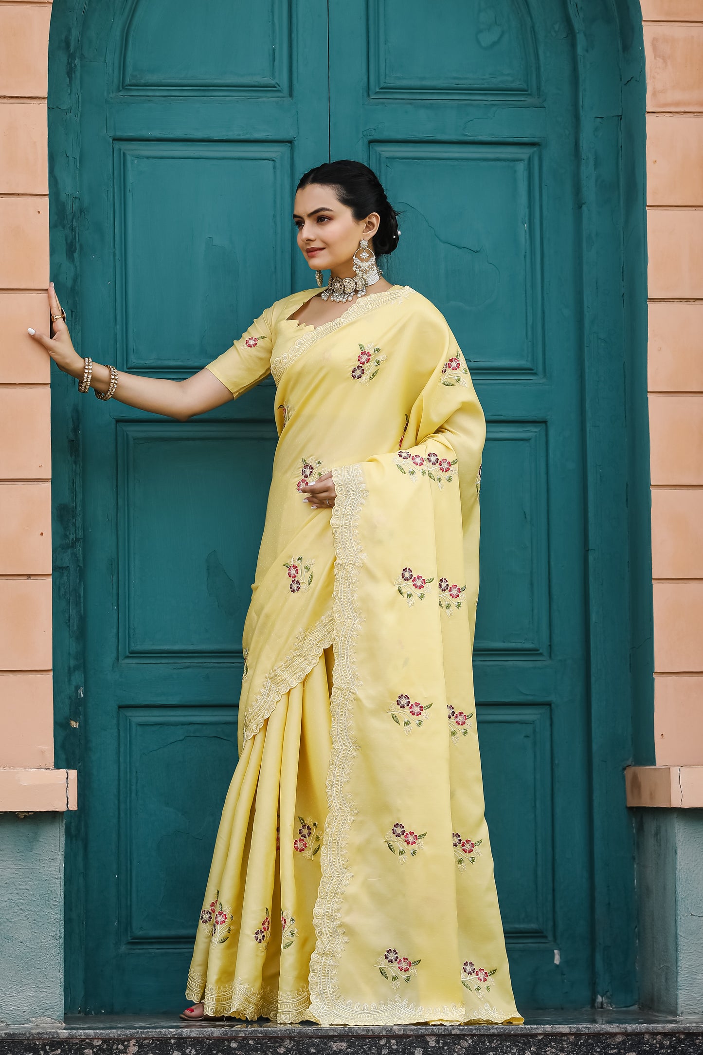 Yellow Tussar Cotton dobby sarees