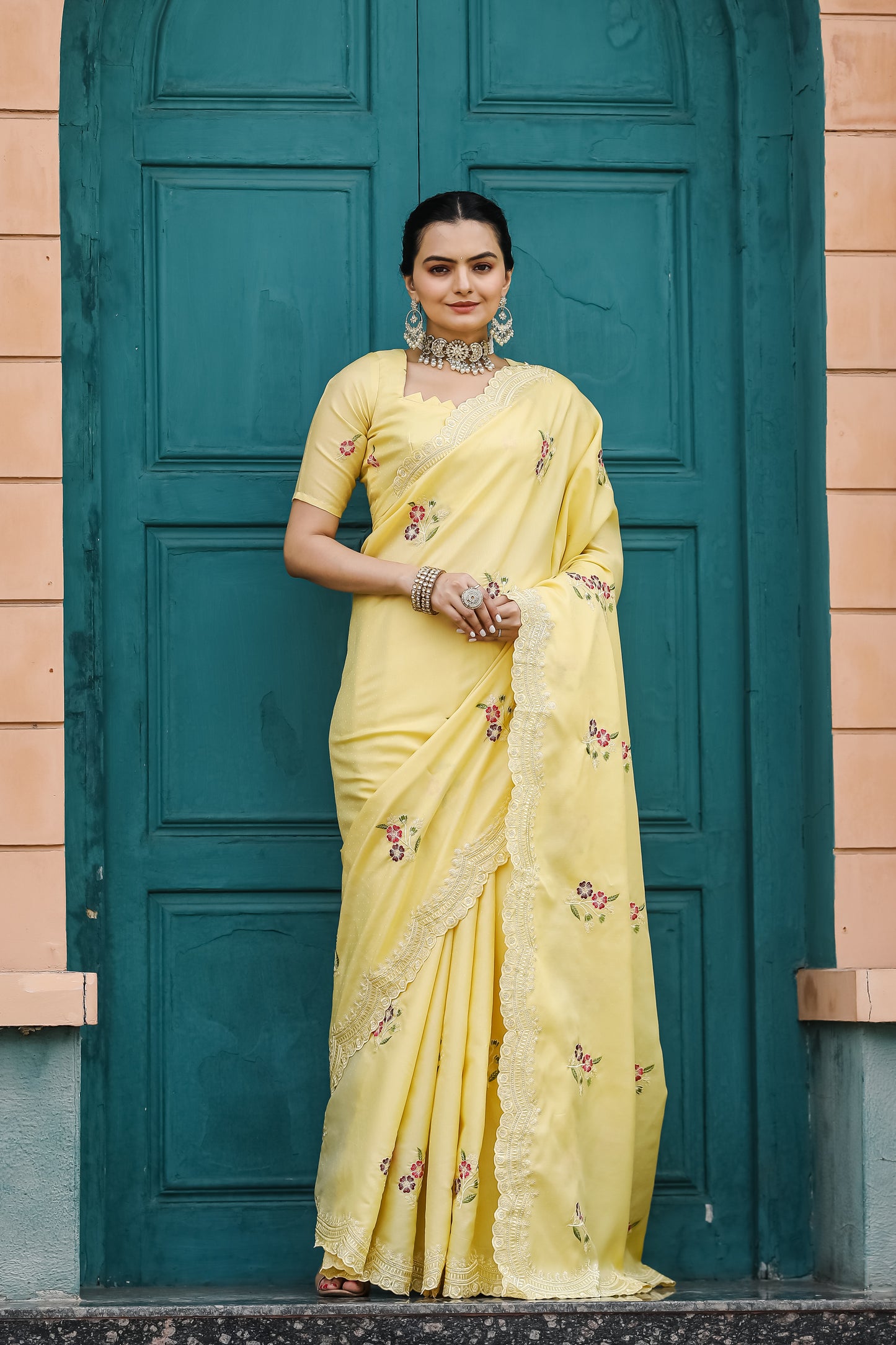 Yellow Tussar Cotton dobby sarees