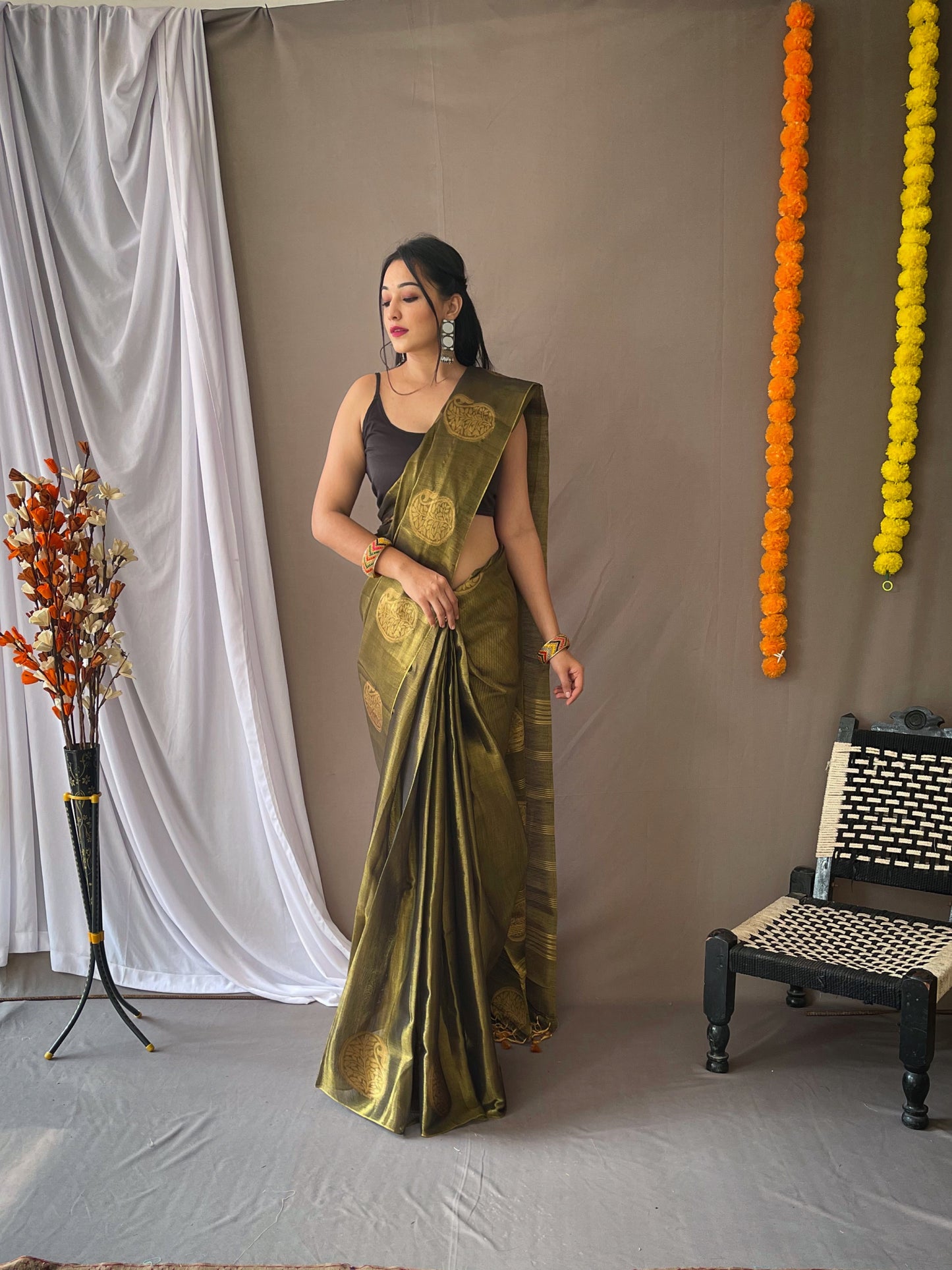 green Original Tissue Silk Sarees