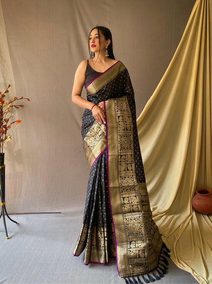 Black  Beautiful Soft Silk Saree