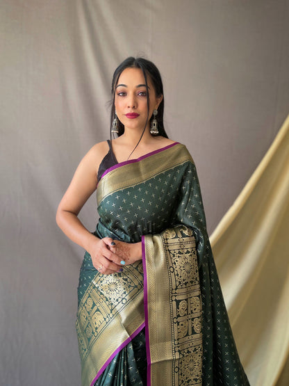 Bottle green Beautiful Soft Silk Saree