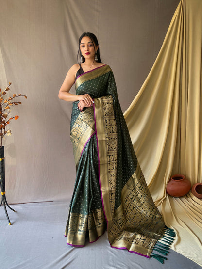 Bottle green Beautiful Soft Silk Saree