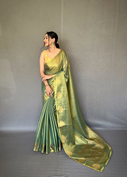 Dark green Jacquard Zari Weaving Saree