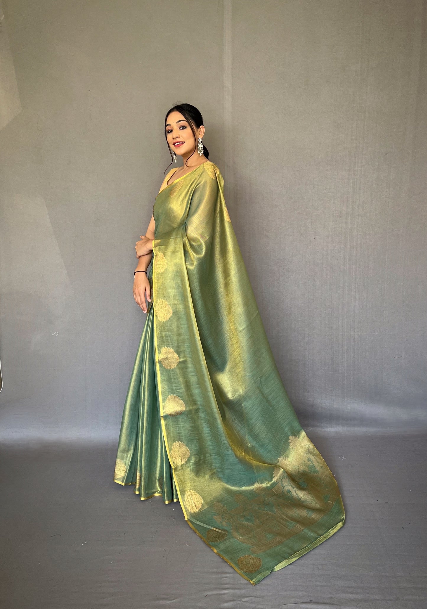 Dark green Jacquard Zari Weaving Saree