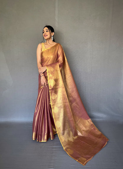 Dusty Jacquard Zari Weaving Saree