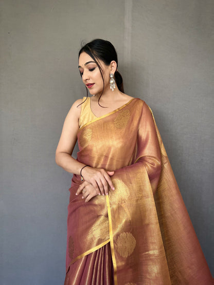 Dusty Jacquard Zari Weaving Saree