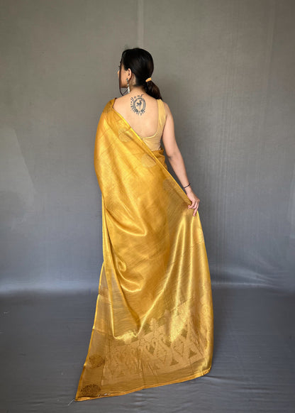 Gold Jacquard Zari Weaving SareeJacquard Zari Weaving Saree