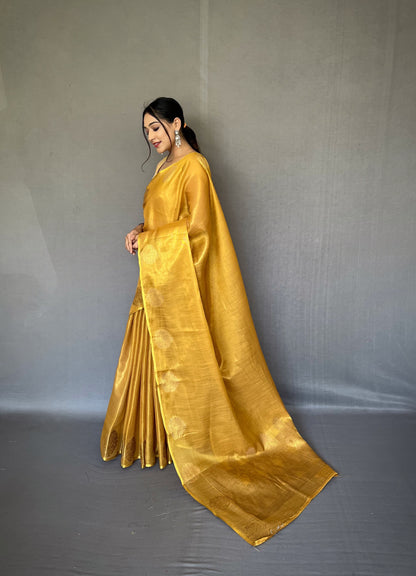 Gold Jacquard Zari Weaving SareeJacquard Zari Weaving Saree