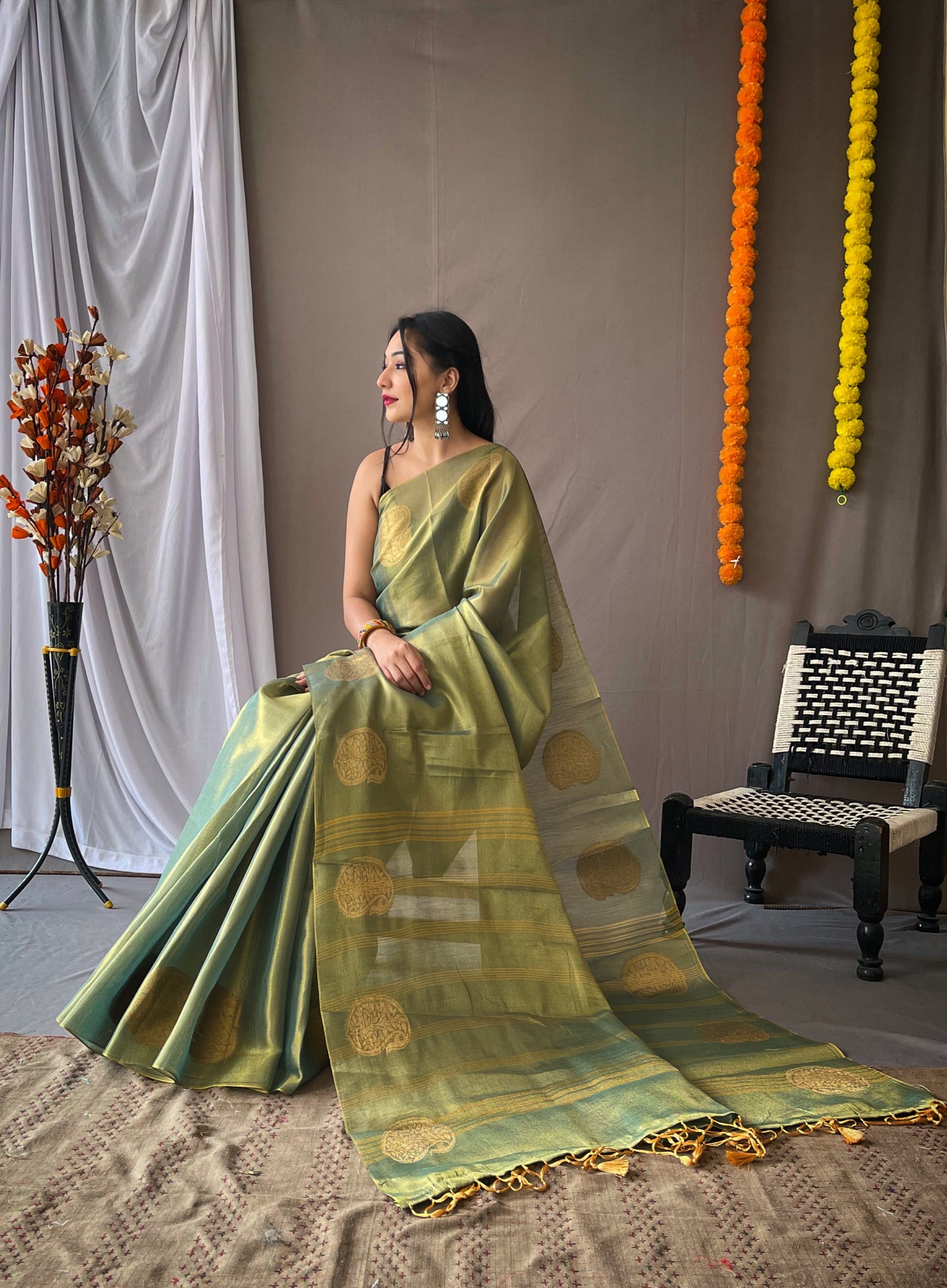 Green Original Tissue Silk Sarees