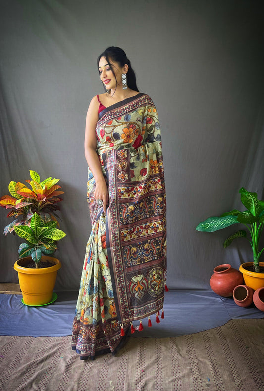 Green Beautiful Cotton Sarees