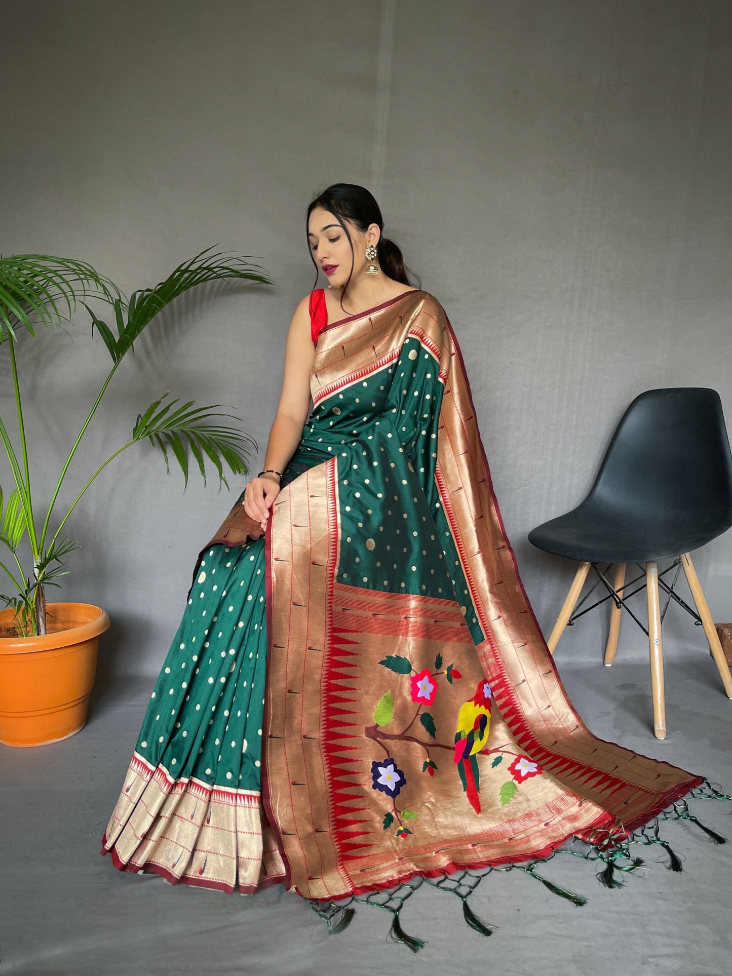 Green PURE PAITHANI SILK SAREE