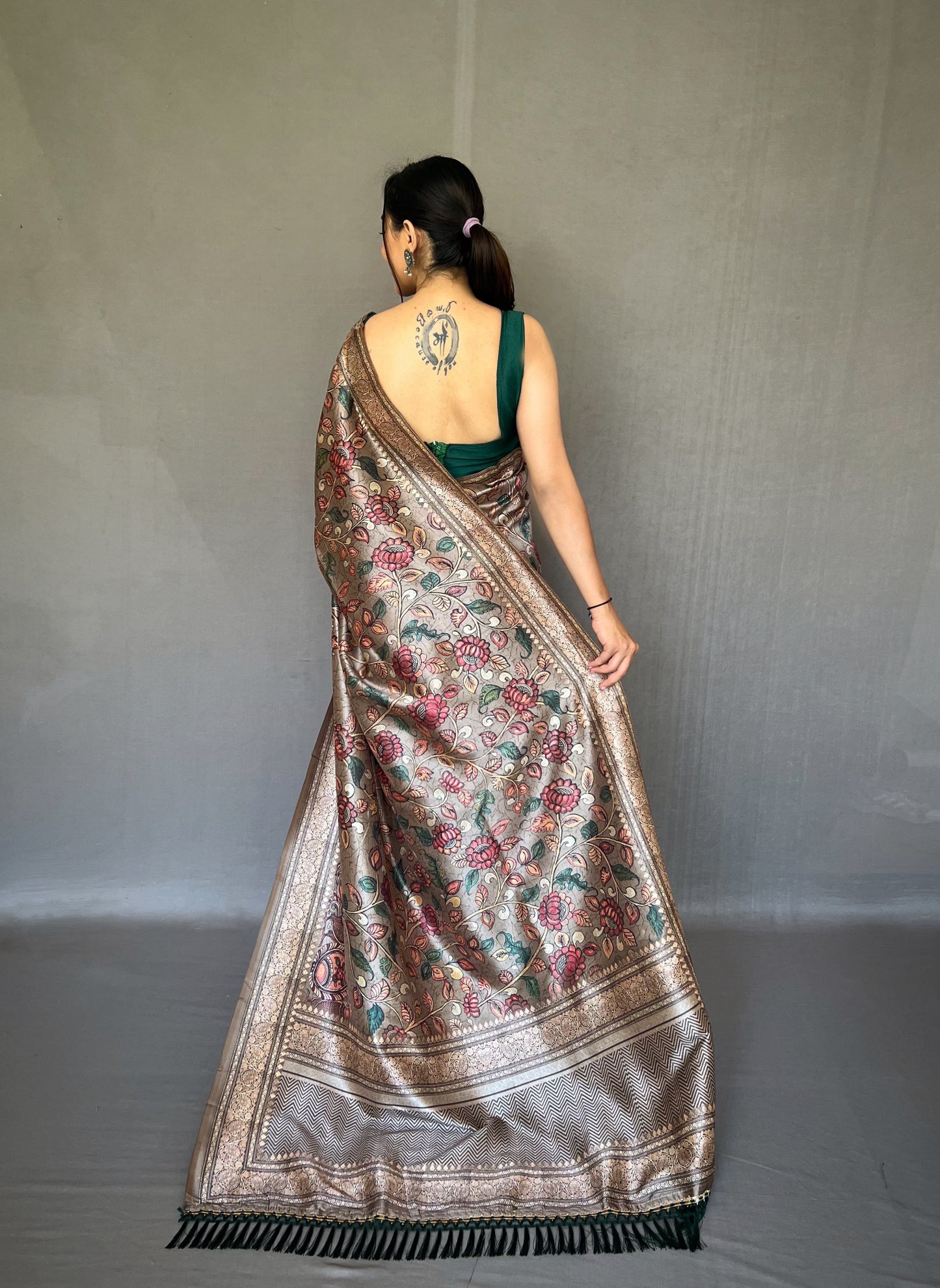 GREY SOFT SILK SAREE