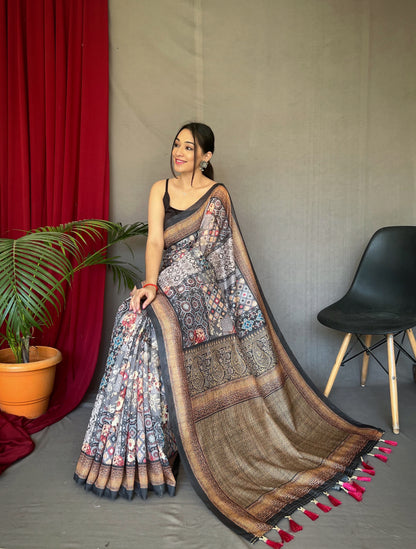 GREY Beautiful Cotton Sarees