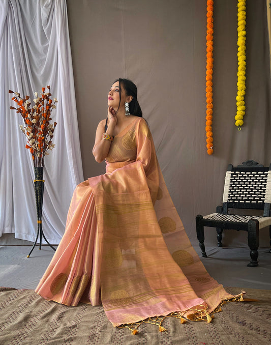 Light pink Original Tissue Silk Sarees