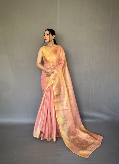 Lightpink Jacquard Zari Weaving Saree