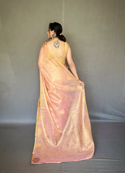 Lightpink Jacquard Zari Weaving Saree