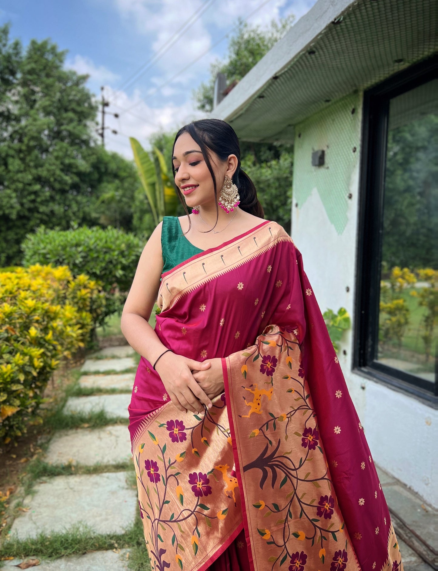 MAROON BEAUTIFULL PURE PAITHANI SILK SAREE