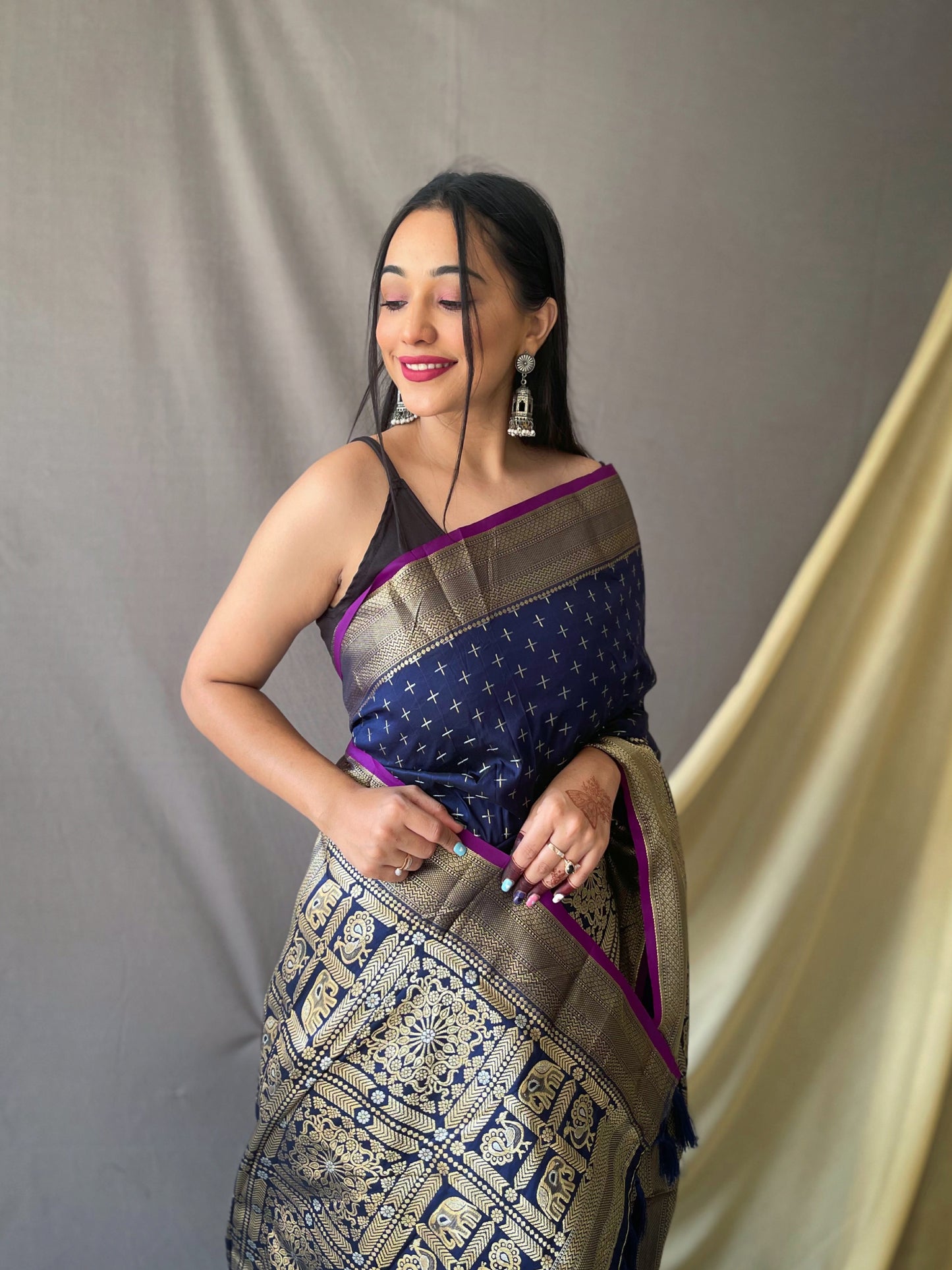 Navy  Beautiful Soft Silk Saree