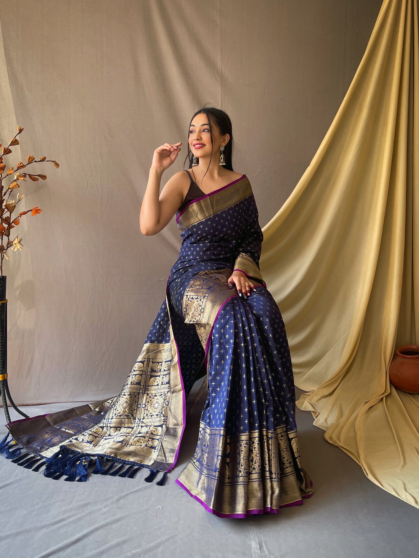 Navy  Beautiful Soft Silk Saree