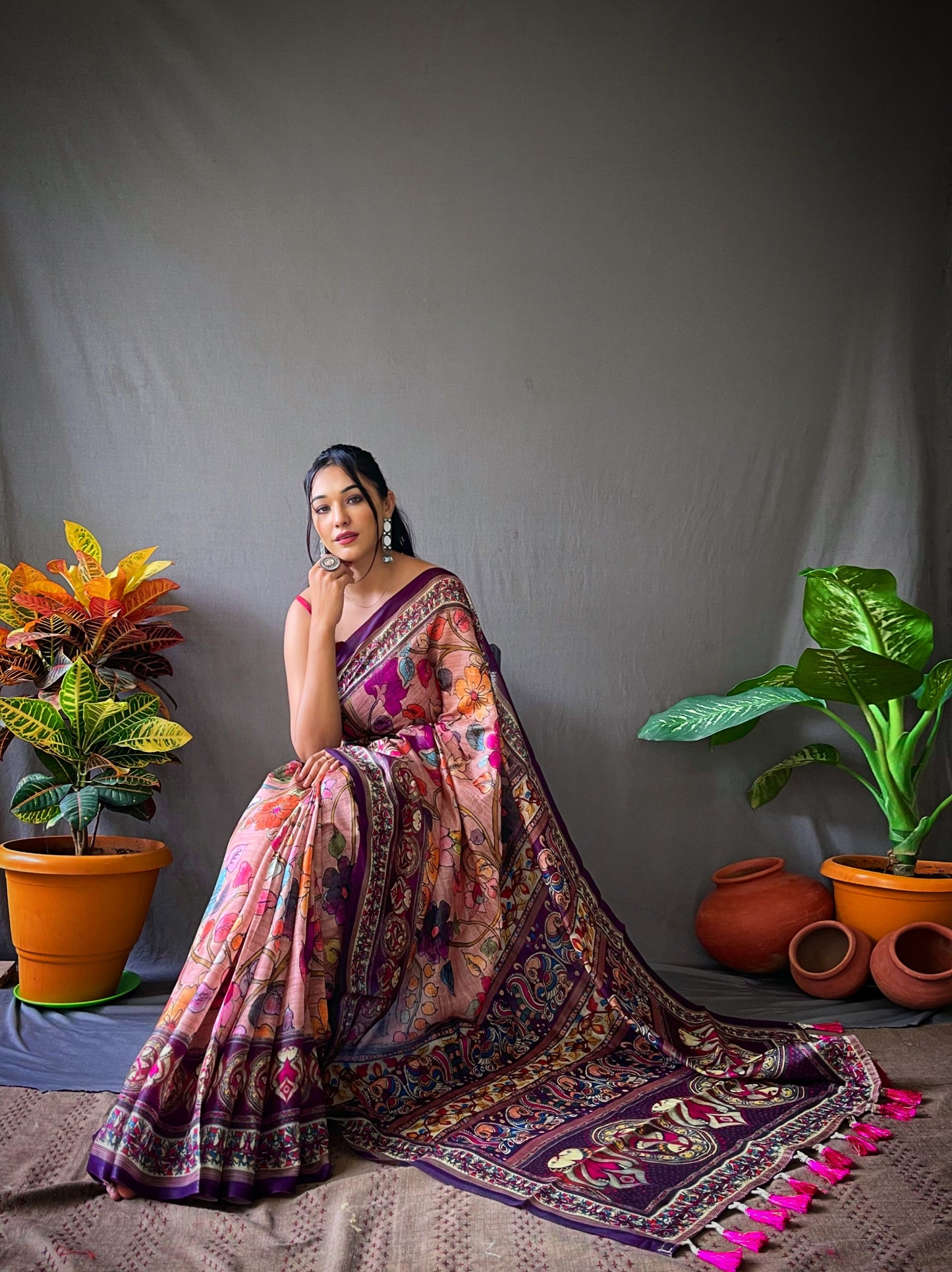 Pink Beautiful Cotton Sarees