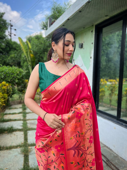 PINK BEAUTIFULL PURE PAITHANI SILK SAREE