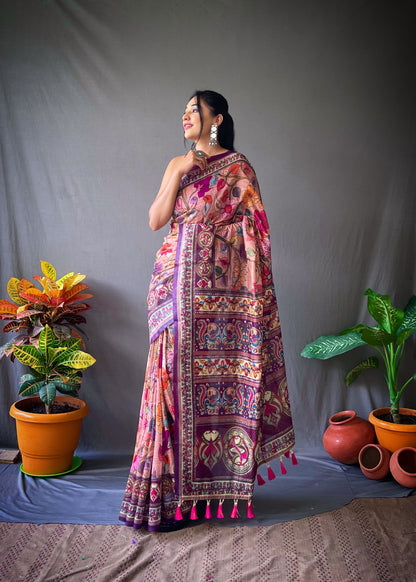 Pink Beautiful Cotton Sarees