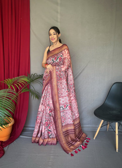 Pink Beautiful Cotton Sarees