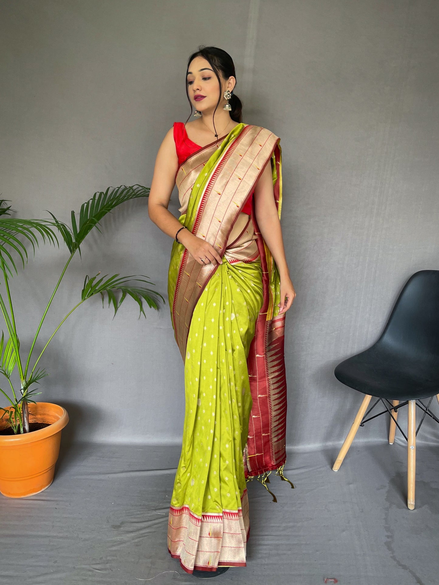 Pista PURE PAITHANI SILK SAREE