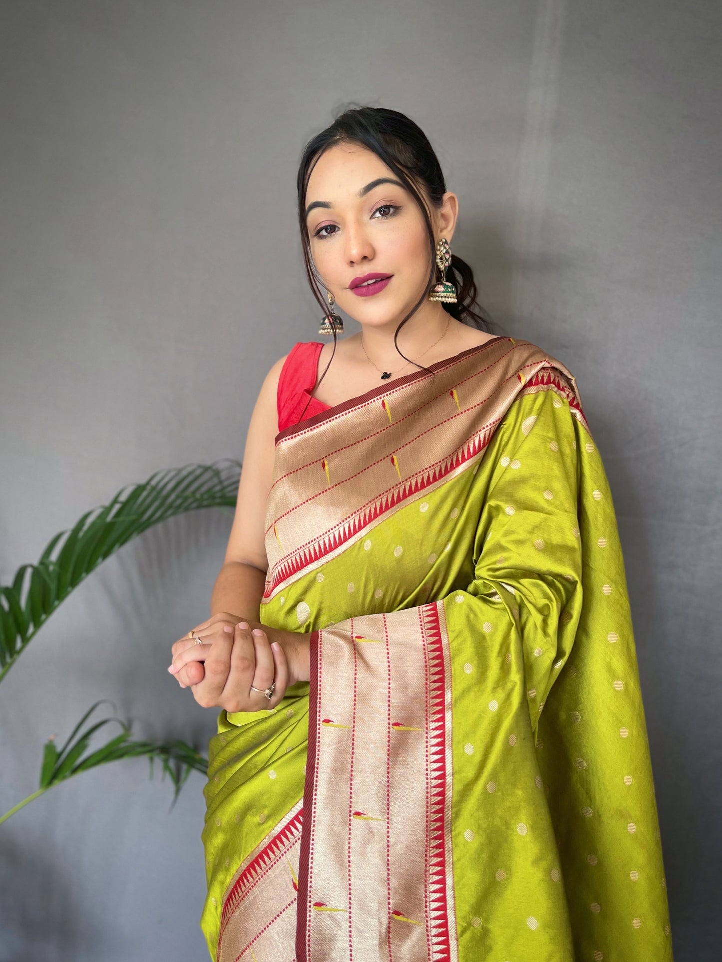 Pista PURE PAITHANI SILK SAREE