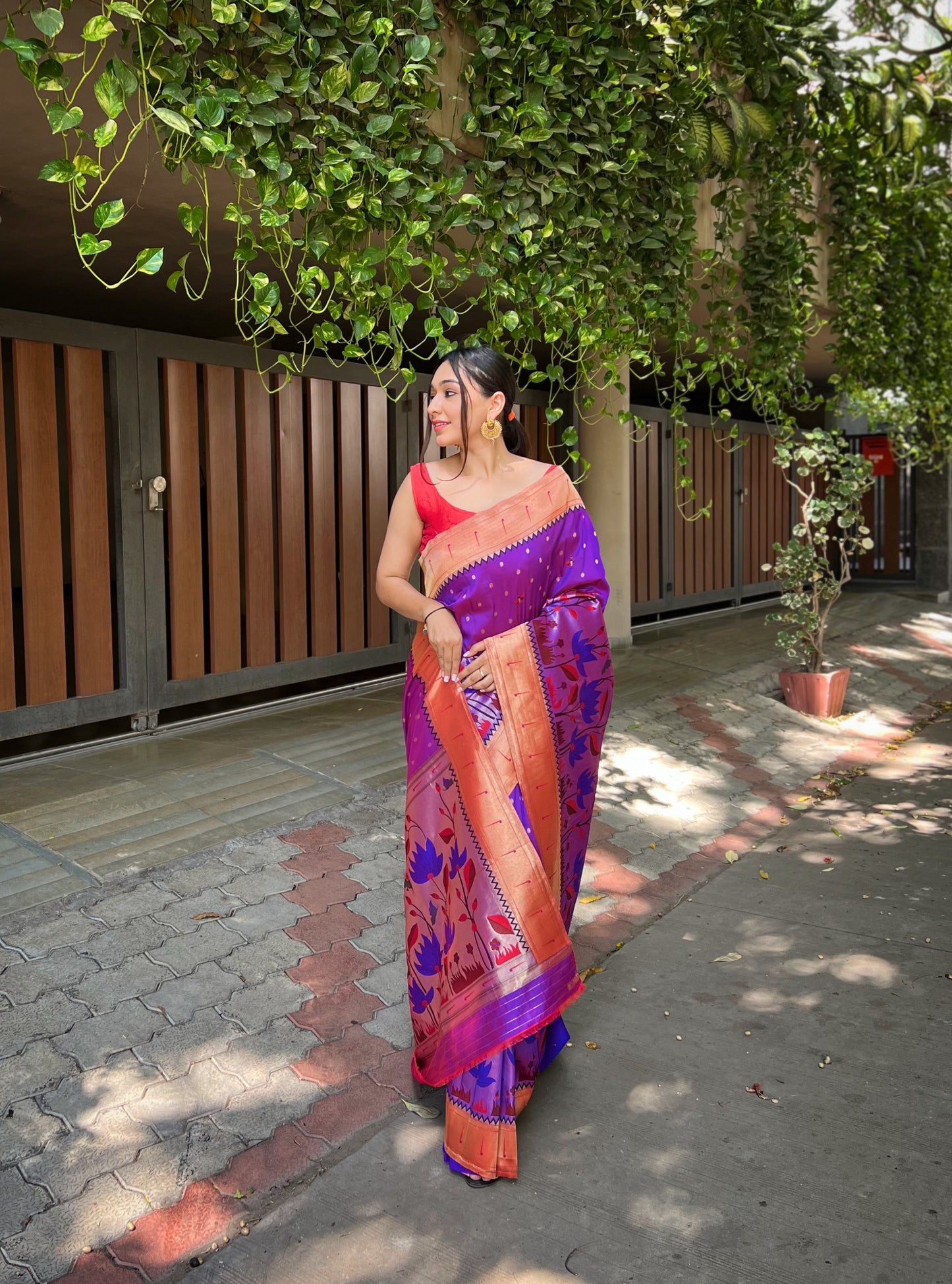 Purple Pure banarasi paithani silk saree