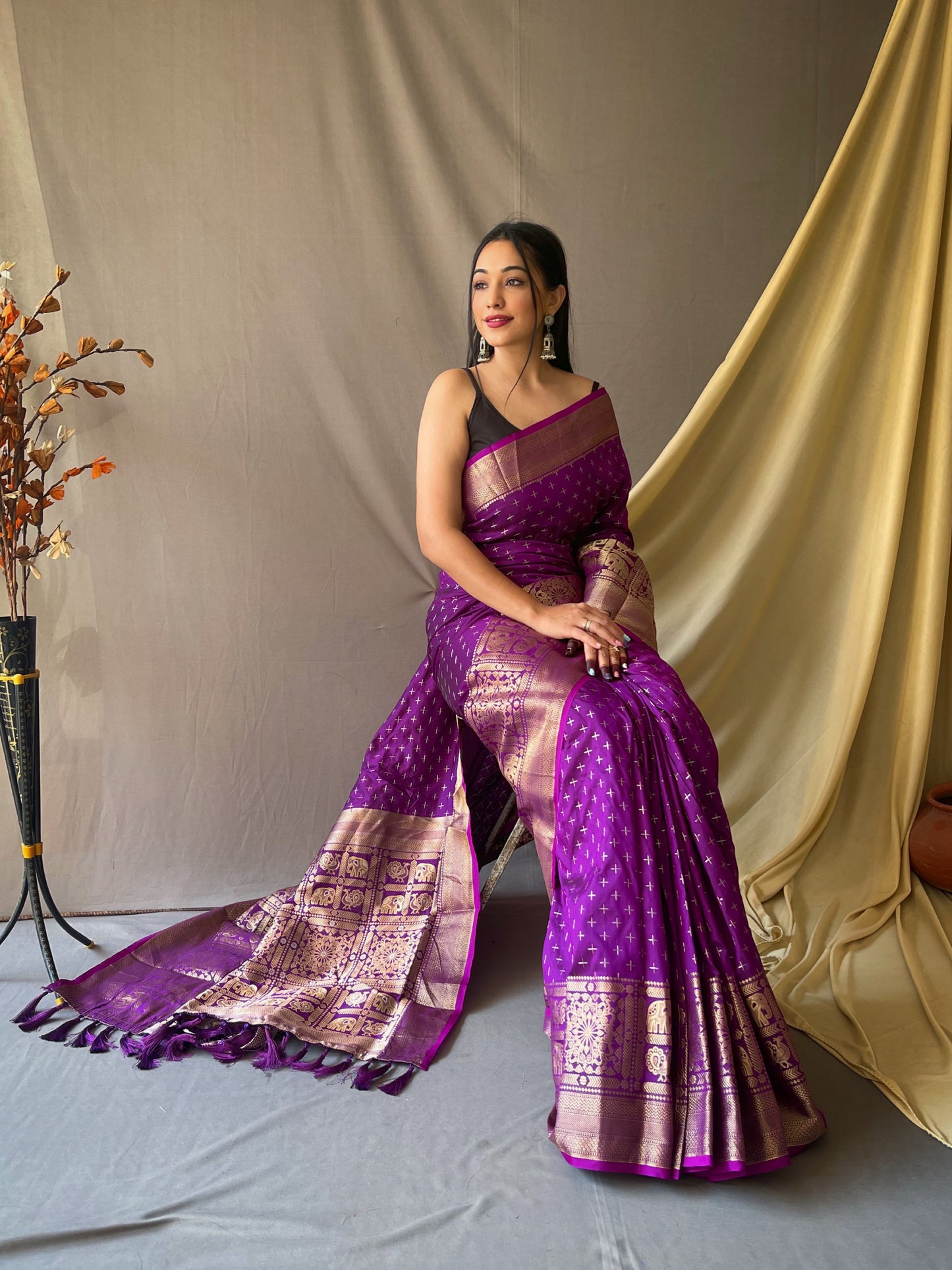 Purple Beautiful Soft Silk Saree