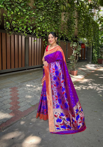 Purple Pure banarasi paithani silk saree