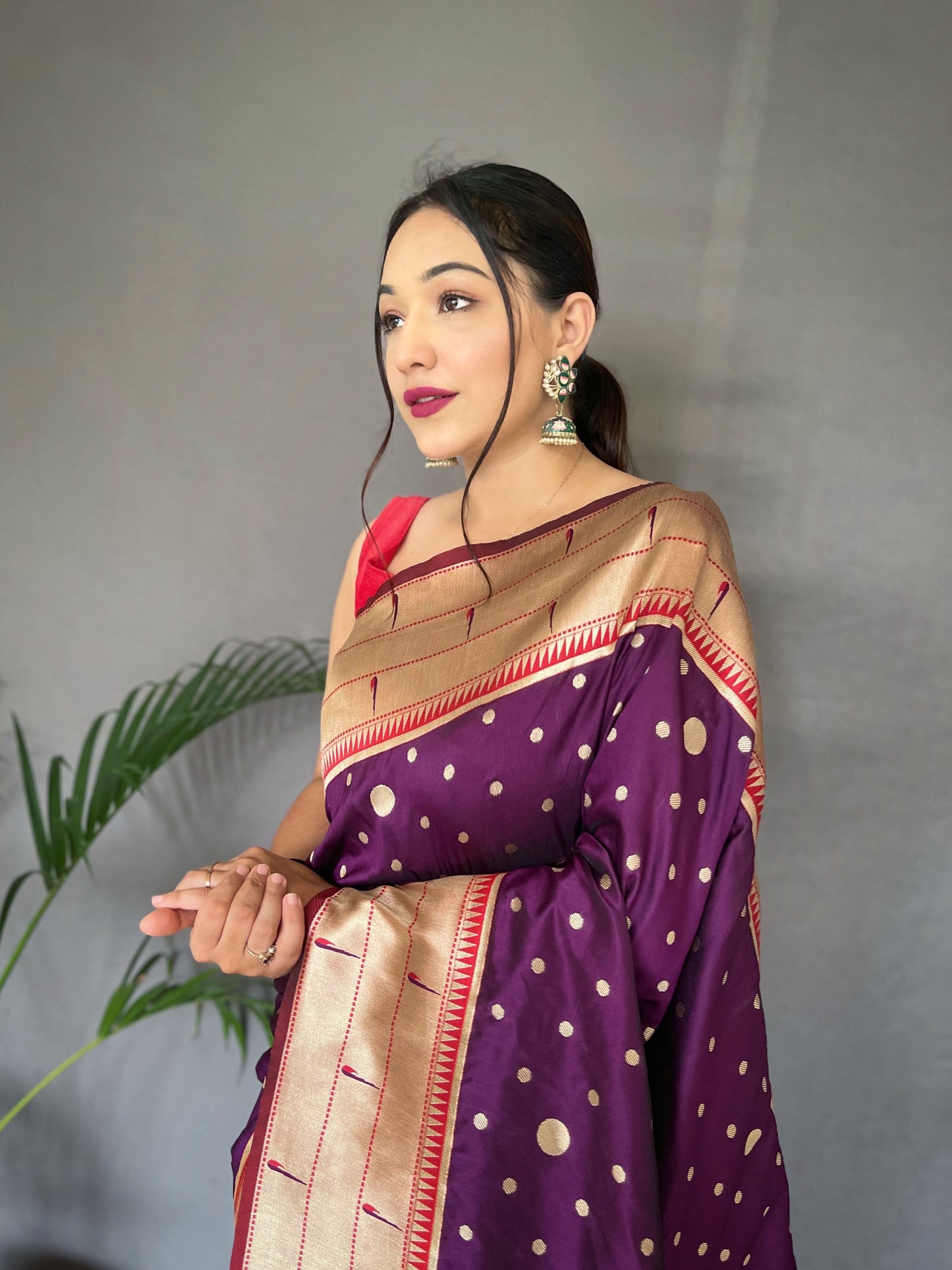 Purple PURE PAITHANI SILK SAREE