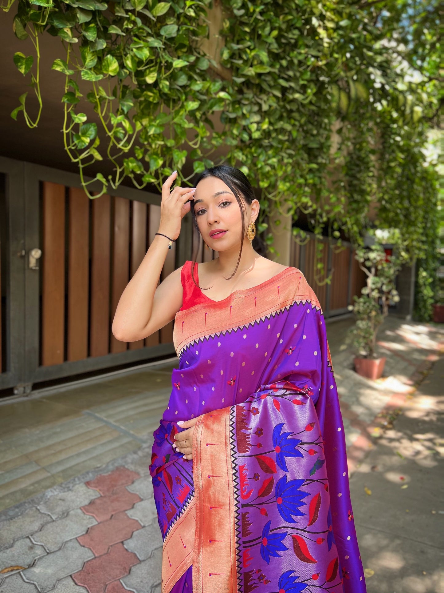 Purple Pure banarasi paithani silk saree