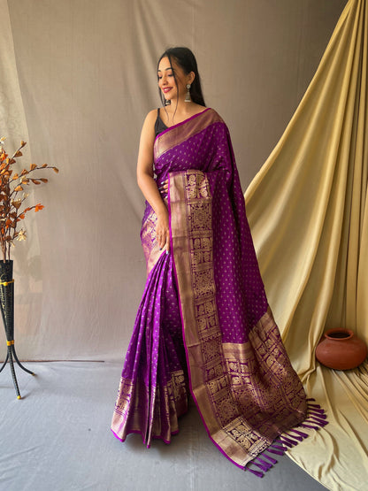 Purple Beautiful Soft Silk Saree