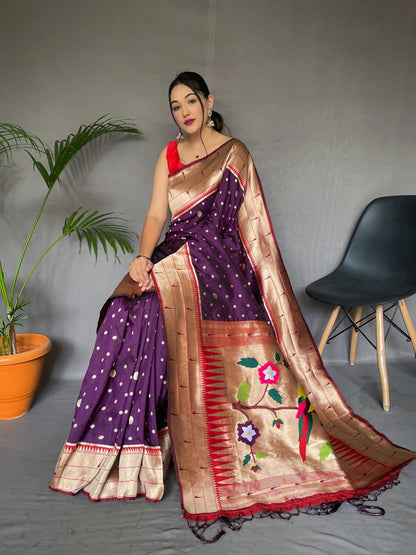 Purple PURE PAITHANI SILK SAREE